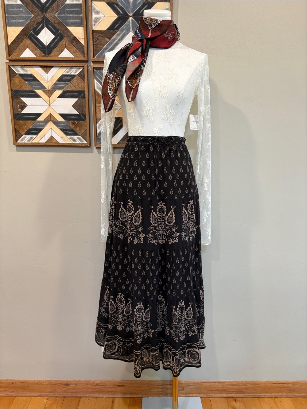 Lauren Ralph Lauren Vintage Cotton Printed Prairie Maxi Skirt size Small